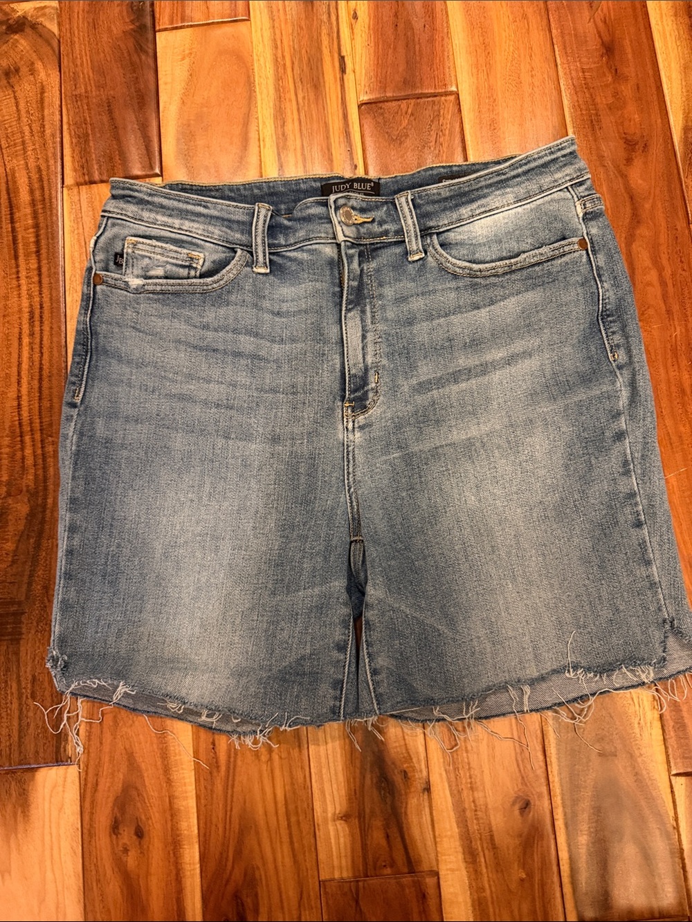Judy Blue Faded Light Blue Raw Hem Denim Shorts
